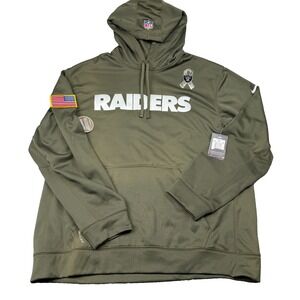 Las Vegas Raiders Saulte to Service Hoodie Men 2XL Green Nike Spell Out 2016 NWT